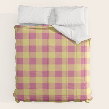 Gingham Large Pink Orange Yellow Comforter Gallery Image 2
