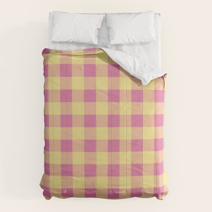 Gingham Large Pink Orange Yellow Comforter Gallery Image 6