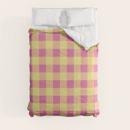 Gingham Large Pink Orange Yellow Comforter Gallery Image 3