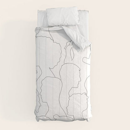 Black and white diverse people crowd pattern Comforter Gallery Image 5