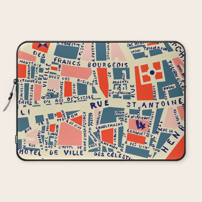 paris map blue Laptop Sleeve Gallery Image 2