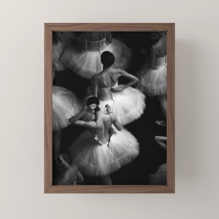 Ballerinas getting ready for the big performance black and white photograph - photographs Mini Art Print Gallery Image 2