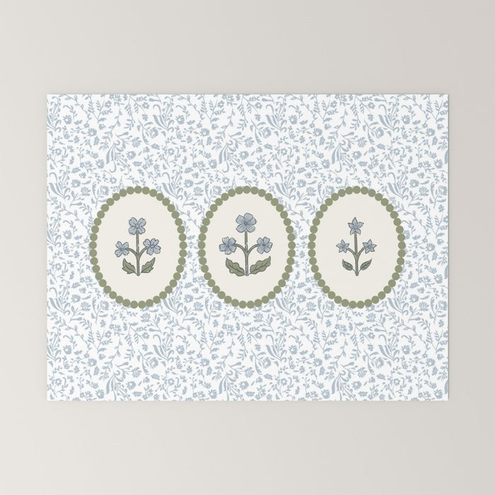 Ditsy Block Print Floral Tryptich Mini Art Print Gallery Image 6