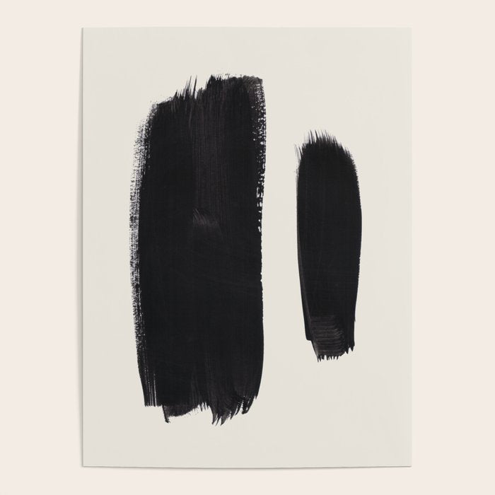 Mid Century Modern Minimalist Abstract Art Brush Strokes Black & White Ink Art Brush Strokes Poster Gallery Image 4