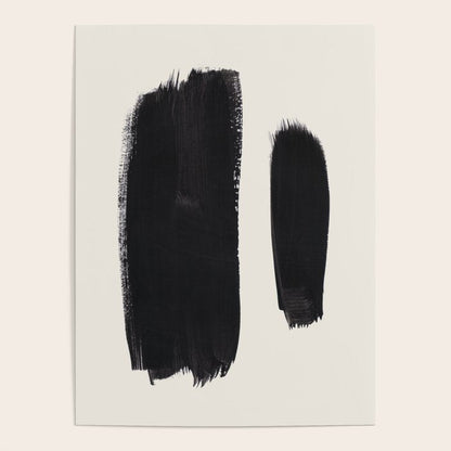 Mid Century Modern Minimalist Abstract Art Brush Strokes Black & White Ink Art Brush Strokes Poster Gallery Image 1