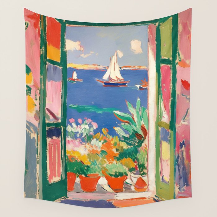 Sea View from the Window Wall Tapestry Gallery Image 2