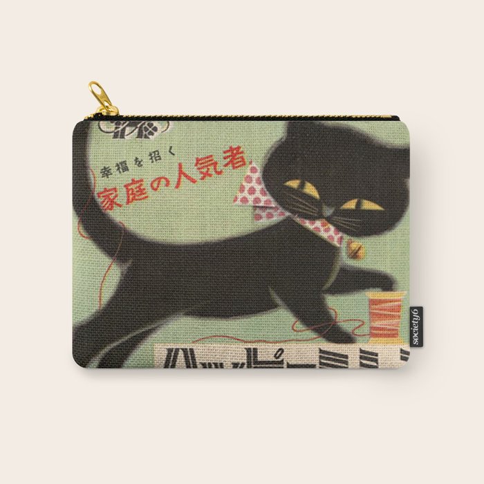 Vintage Japanese Black Cat Carry All Pouch Gallery Image 1