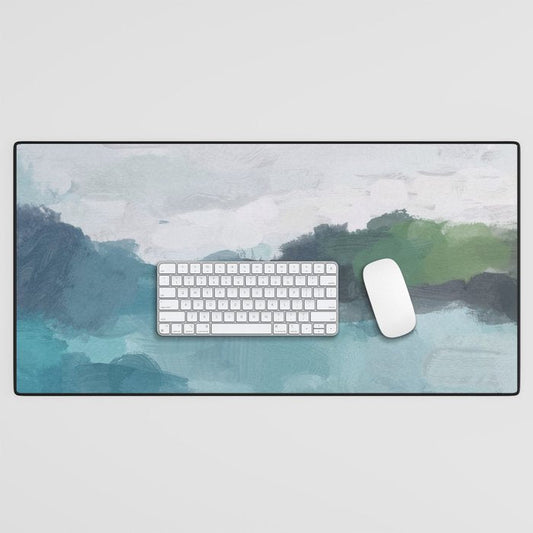 Island in the Distance I - Aqua Blue Green Abstract Art Painting Desk Mat Gallery Image 1