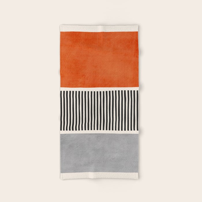 Orange Gray Black Modern Minimalism Artwork Bath Towel Gallery Image 2