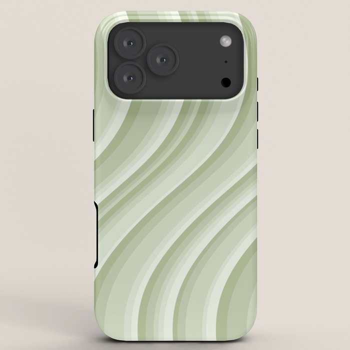 Wavy Stripes XXI - Pastel Natural Green iPhone Case Gallery Image 8
