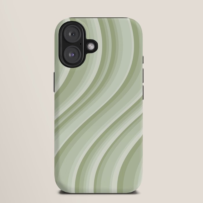 Wavy Stripes XXI - Pastel Natural Green iPhone Case Gallery Image 9