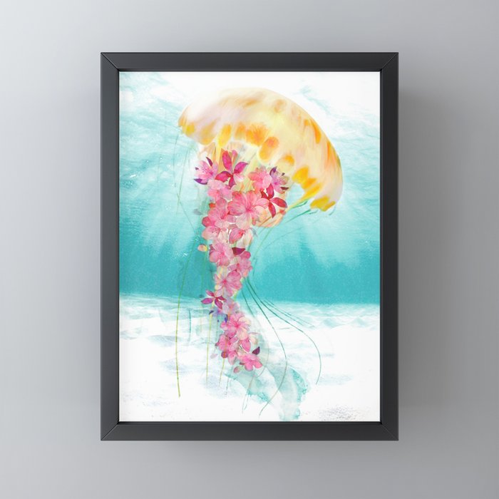 Jellyfish with Flowers Mini Art Print Gallery Image 3
