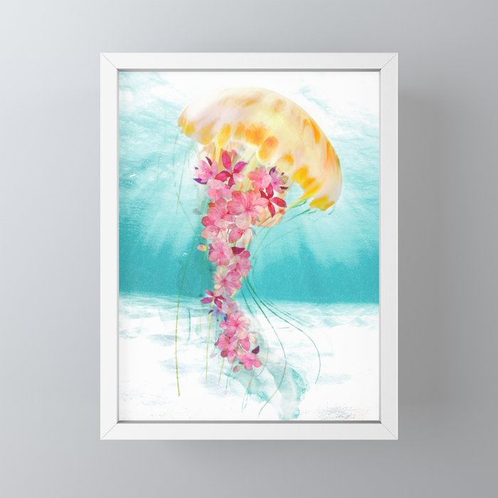 Jellyfish with Flowers Mini Art Print Gallery Image 4