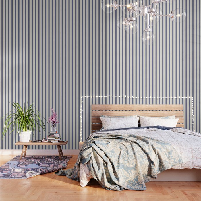 Blue And Cream Striped Wallpaper Gallery Image 3