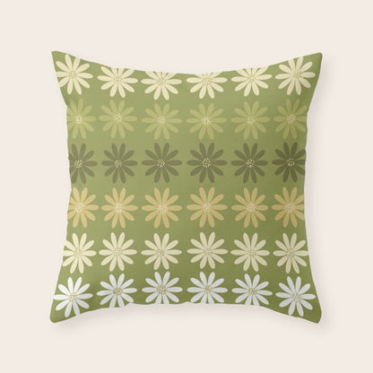 Ombre Abstract Daisies on Olive Green Throw Pillow Gallery Image 3
