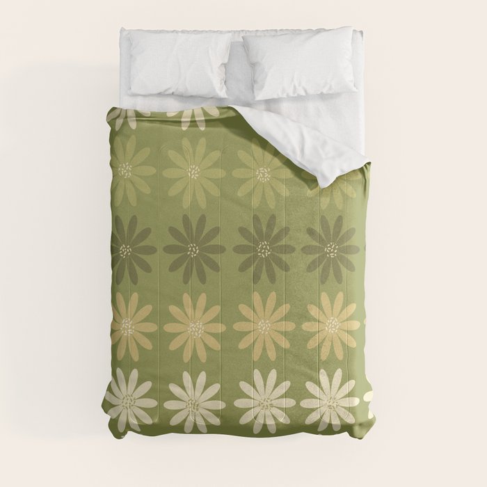 Ombre Abstract Daisies on Olive Green Comforter Gallery Image 8
