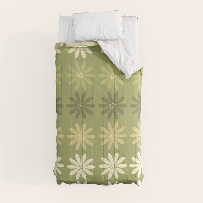 Ombre Abstract Daisies on Olive Green Comforter Gallery Image 9