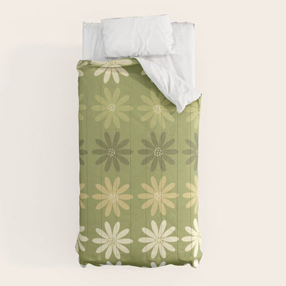 Ombre Abstract Daisies on Olive Green Comforter Gallery Image 5