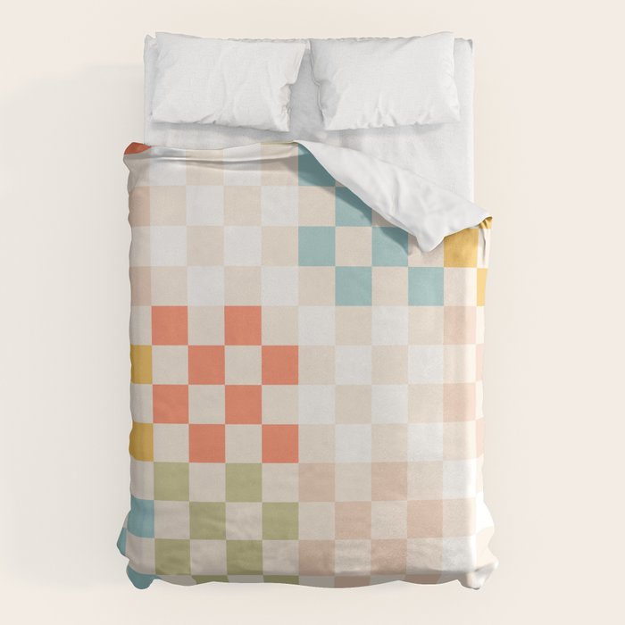 Retro Pastel Check Pattern Duvet Cover Gallery Image 1