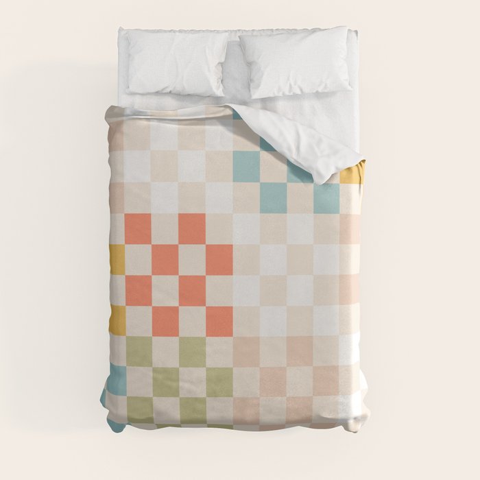 Retro Pastel Check Pattern Duvet Cover Gallery Image 3