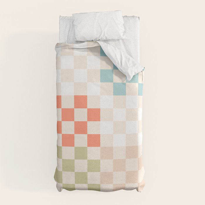 Retro Pastel Check Pattern Duvet Cover Gallery Image 10