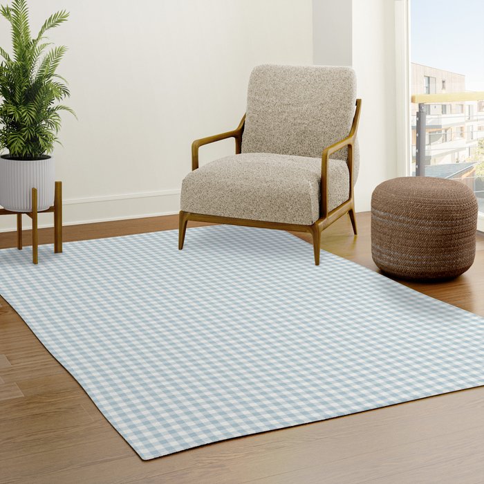 Baby Blue Gingham Check Rug Gallery Image 3