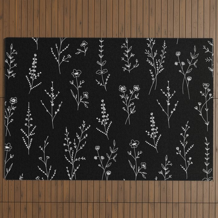 New Black Wildflowers Outdoor Rug Gallery Image 4