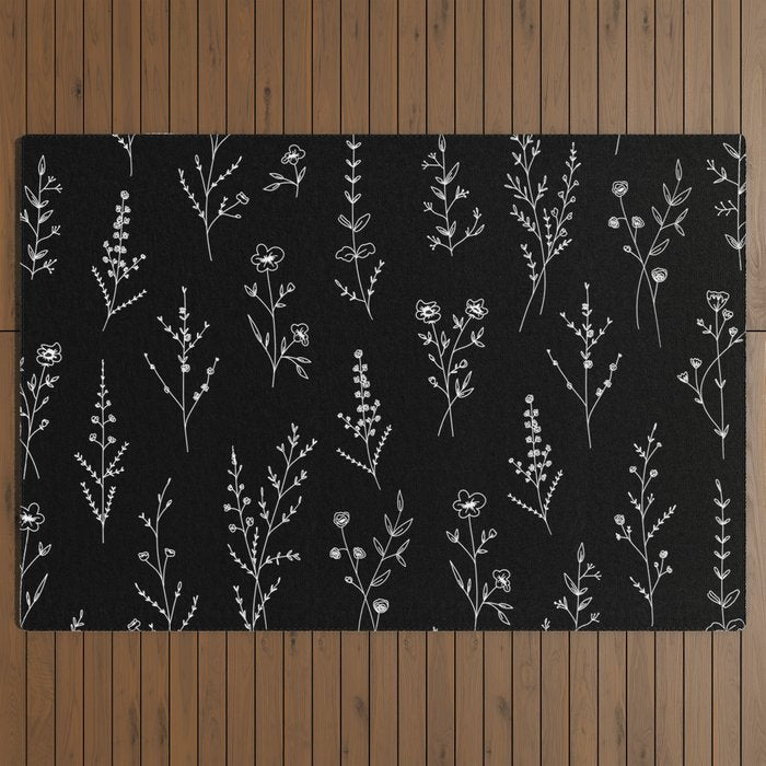 New Black Wildflowers Outdoor Rug Gallery Image 3