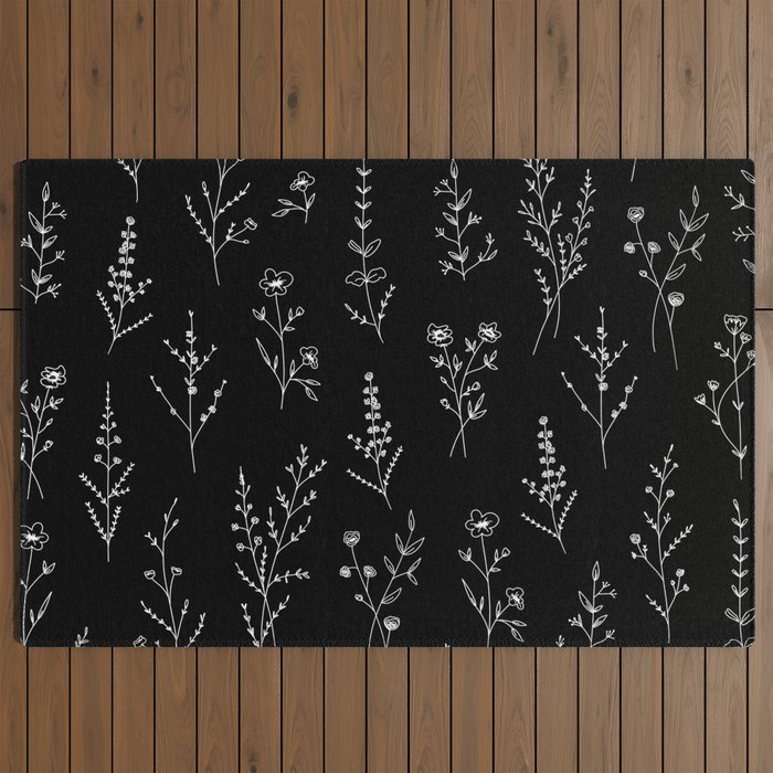 New Black Wildflowers Outdoor Rug Gallery Image 2