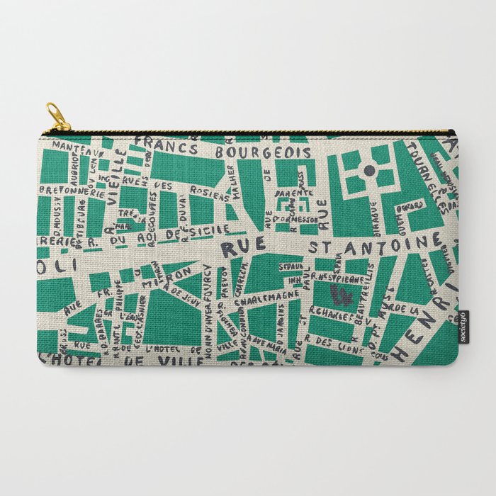 PARIS MAP GREEN Carry All Pouch Gallery Image 2