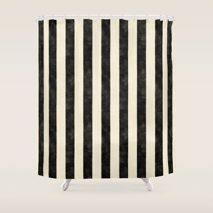 Cabana Stripe - black & cream Shower Curtain Gallery Image 1