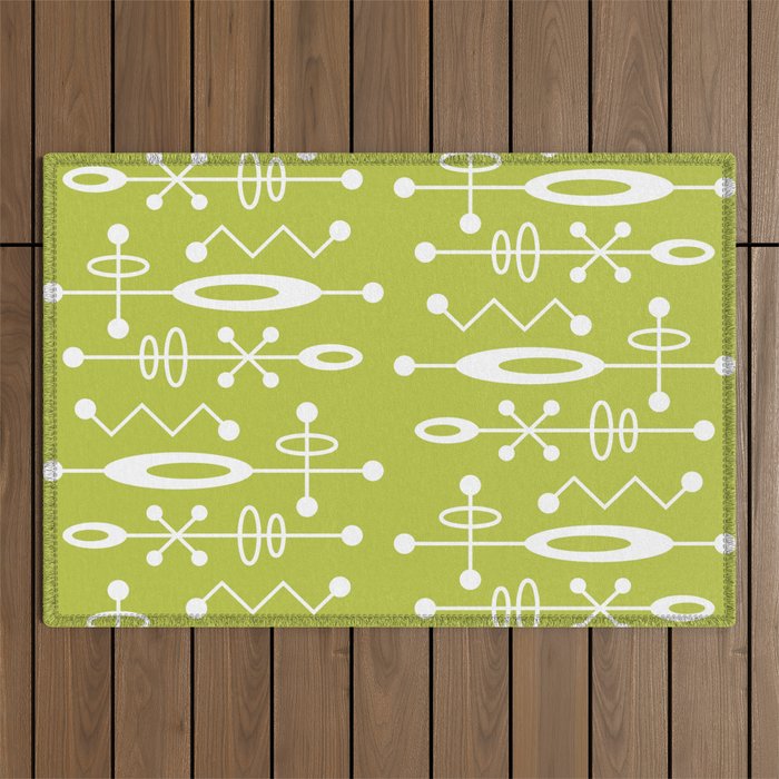 Mid Century Modern Radioactive Surfer 251 Chartreuse Outdoor Rug Gallery Image 1