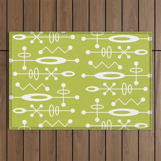 Mid Century Modern Radioactive Surfer 251 Chartreuse Outdoor Rug Gallery Image 1