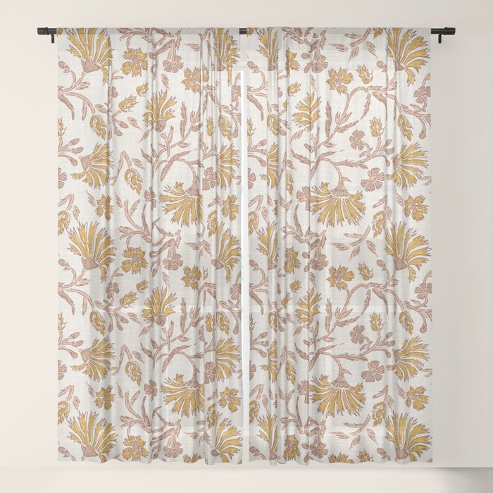 KALAMI FLORAL MUSTARD Window Curtain Gallery Image 17