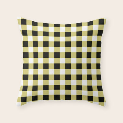Gingham Large Yellow Black White Throw Pillow Gallery Image 4