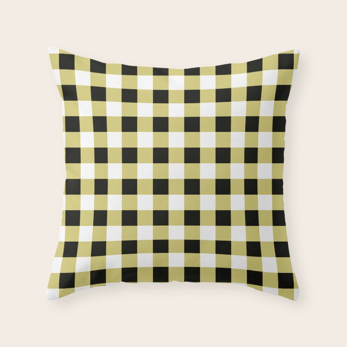 Gingham Large Yellow Black White Throw Pillow Gallery Image 3
