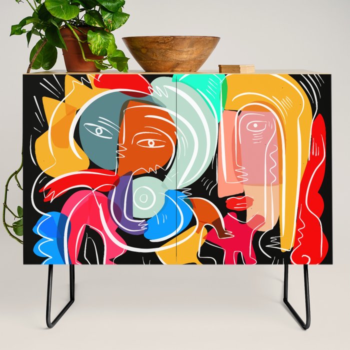 Love your family expressionist cubist street art Credenza Gallery Image 2