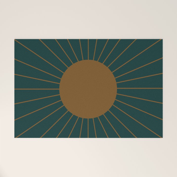 Minimal Sunrays - Teal Welcome Mat Gallery Image 1