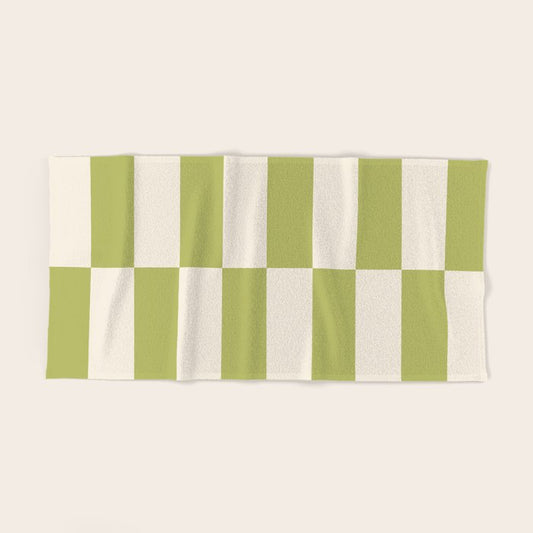 Duo II - Butter and Green Stripes Bath Towel Gallery Image 2