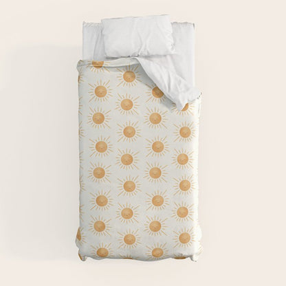 Peace Sun Face, Calm Happy Sunshine Watercolor Duvet Cover Gallery Image 9