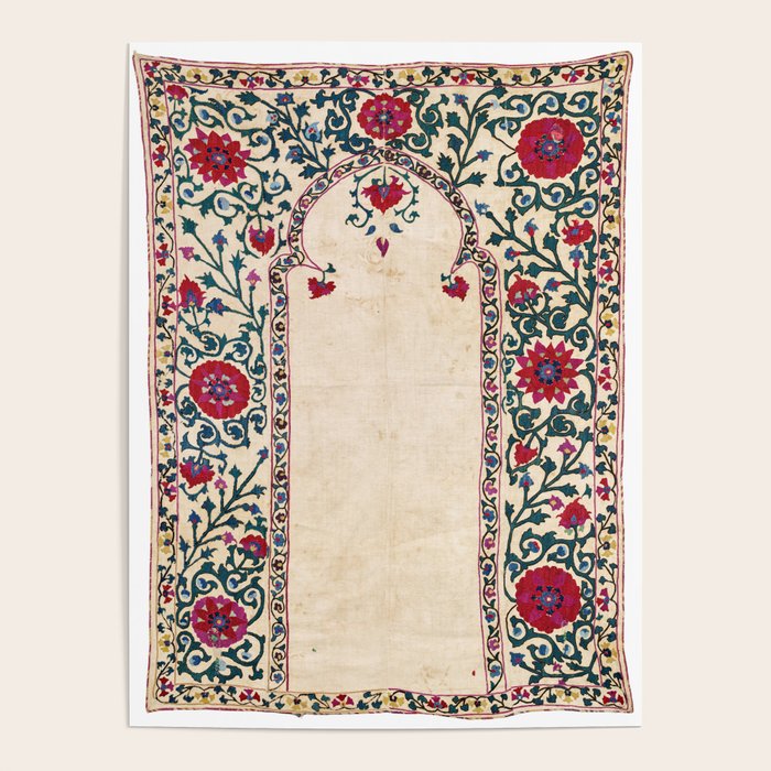 Shakhrisyabz Suzani Joynamoz Uzbekistan Floral Embroidery Print Poster Gallery Image 2