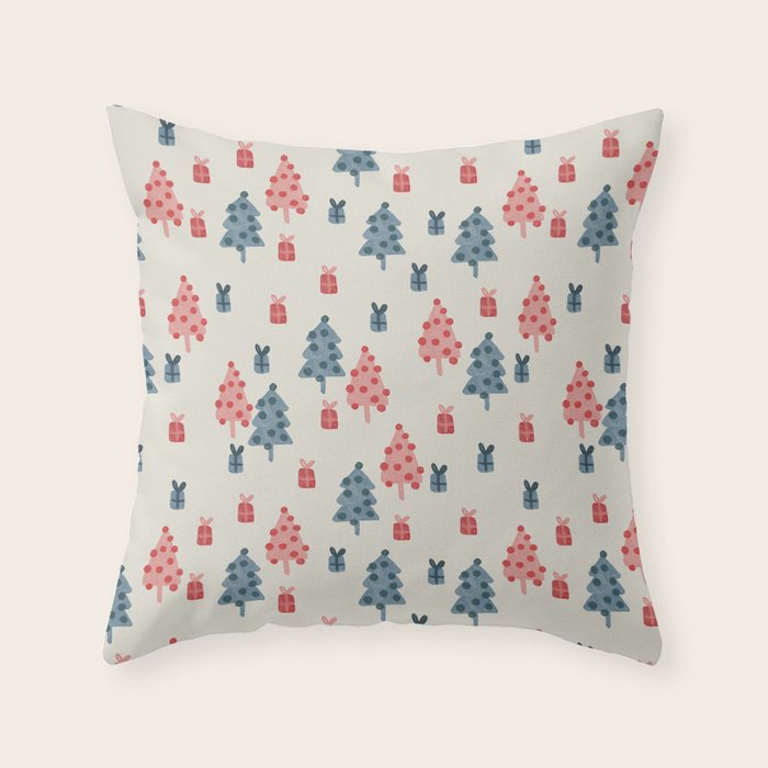 Christmas Trees & Gifts Throw Pillow Gallery Image 2