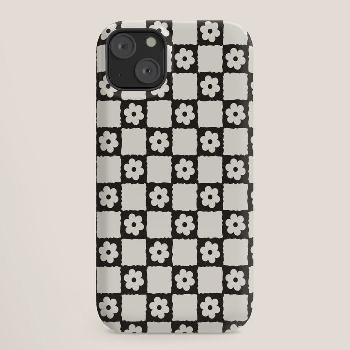 Retro Flower Checker in Black&White iPhone Case Gallery Image 18