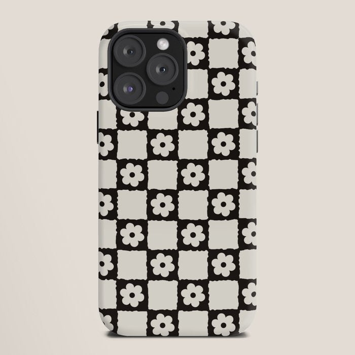 Retro Flower Checker in Black&White iPhone Case Gallery Image 12
