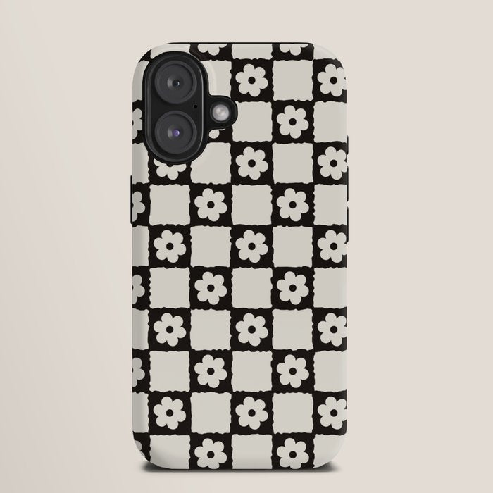 Retro Flower Checker in Black&White iPhone Case Gallery Image 9