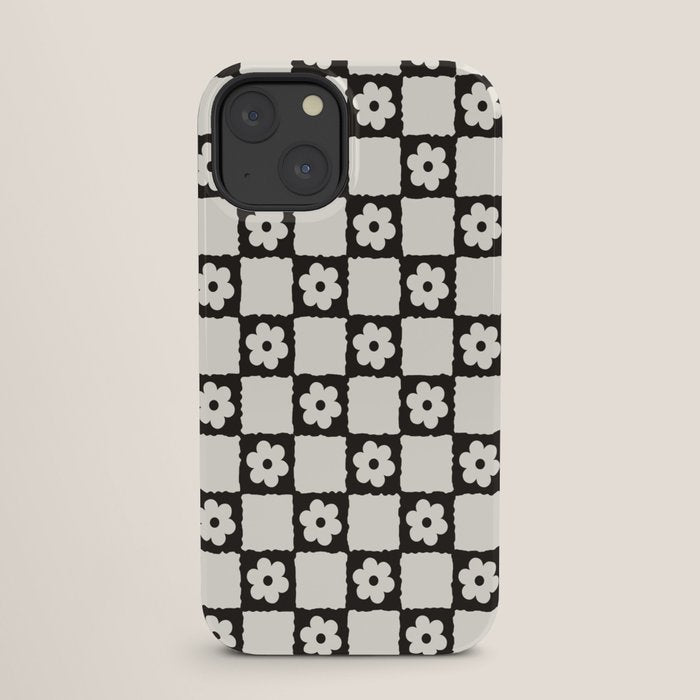 Retro Flower Checker in Black&White iPhone Case Gallery Image 25