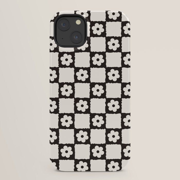 Retro Flower Checker in Black&White iPhone Case Gallery Image 30