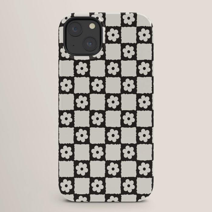 Retro Flower Checker in Black&White iPhone Case Gallery Image 26