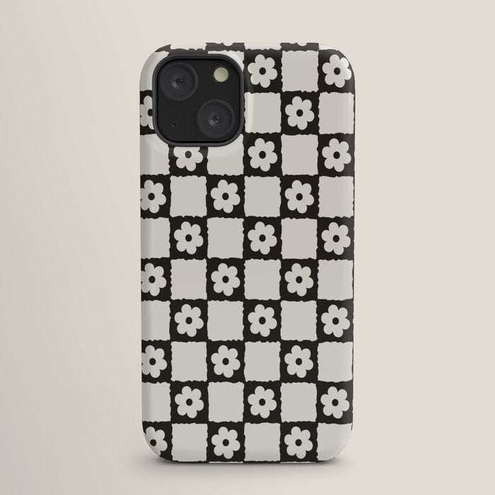 Retro Flower Checker in Black&White iPhone Case Gallery Image 17