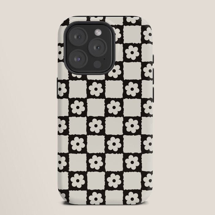 Retro Flower Checker in Black&White iPhone Case Gallery Image 11